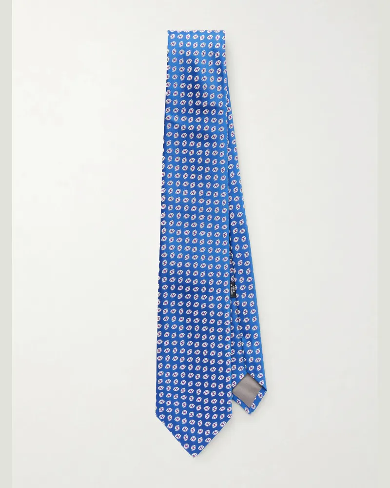Charvet 8.5cm Silk-Jacquard Tie Blue