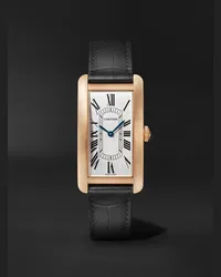 Cartier Tank Américane 44,4 mm Uhr aus 18 Karat Roségold mit automatischem Aufzug und Alligatorlederarmband, Ref.-Nr.: CRWGTA0134 Weiß