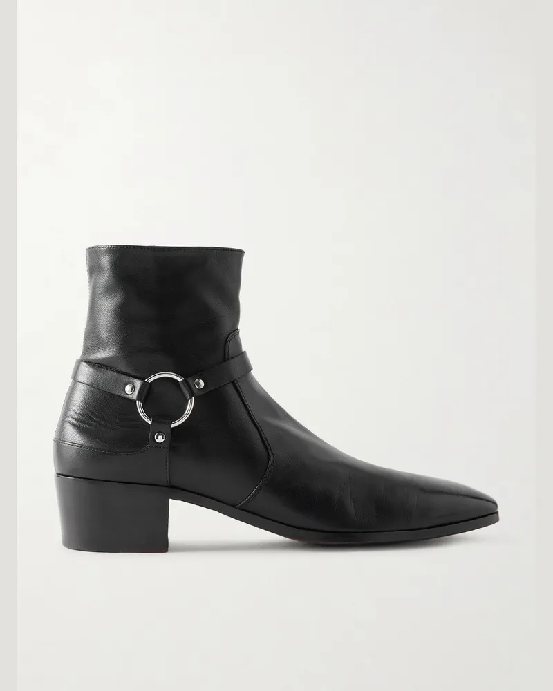 Tom Ford Clint Embellished Leather Boots Black