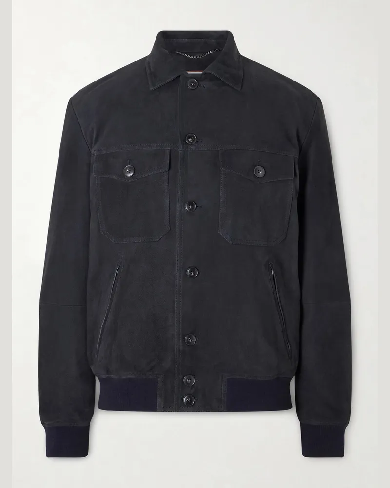 Canali Suede Blouson Jacket Black