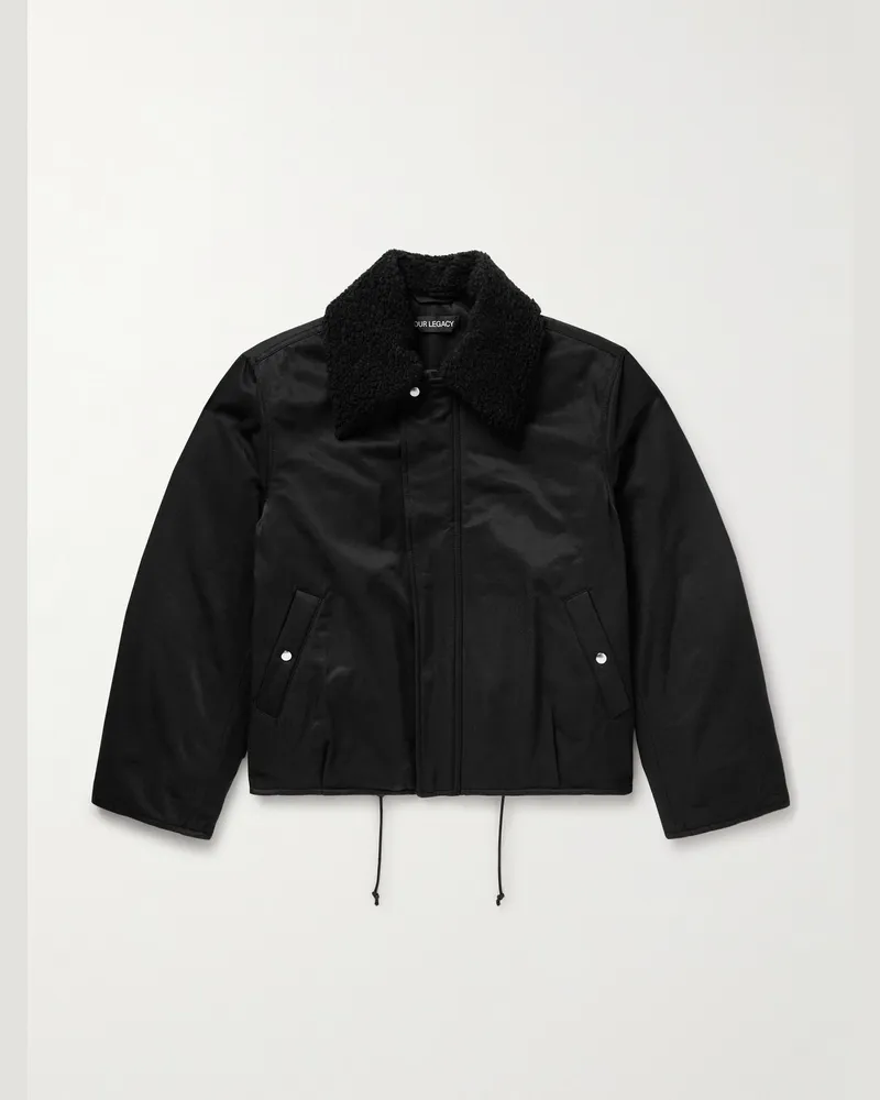 Our Legacy Ace Jacke aus Shell aus einer Baumwollmischung mit Fleecebesatz Schwarz