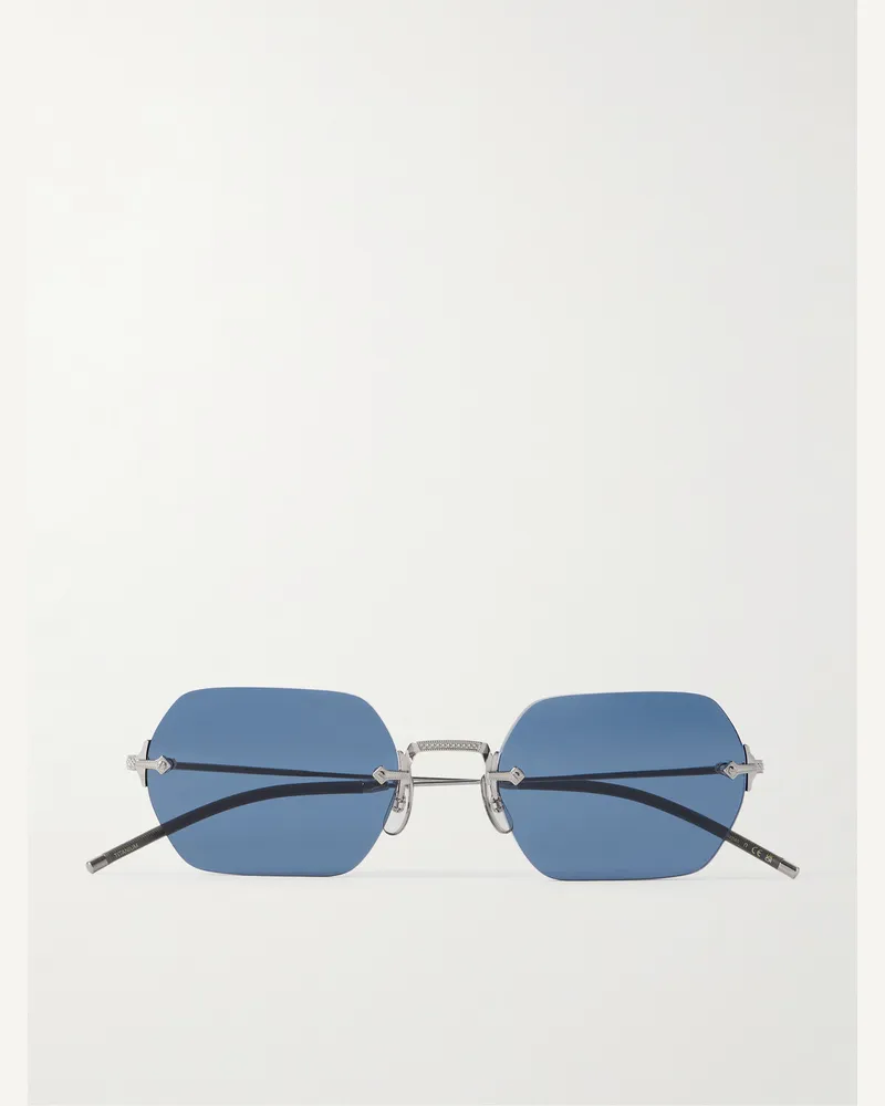 Oliver Peoples TK-13 rahmenlose Sonnenbrille mit runden Gläsern und silberfarbenen Details Silber