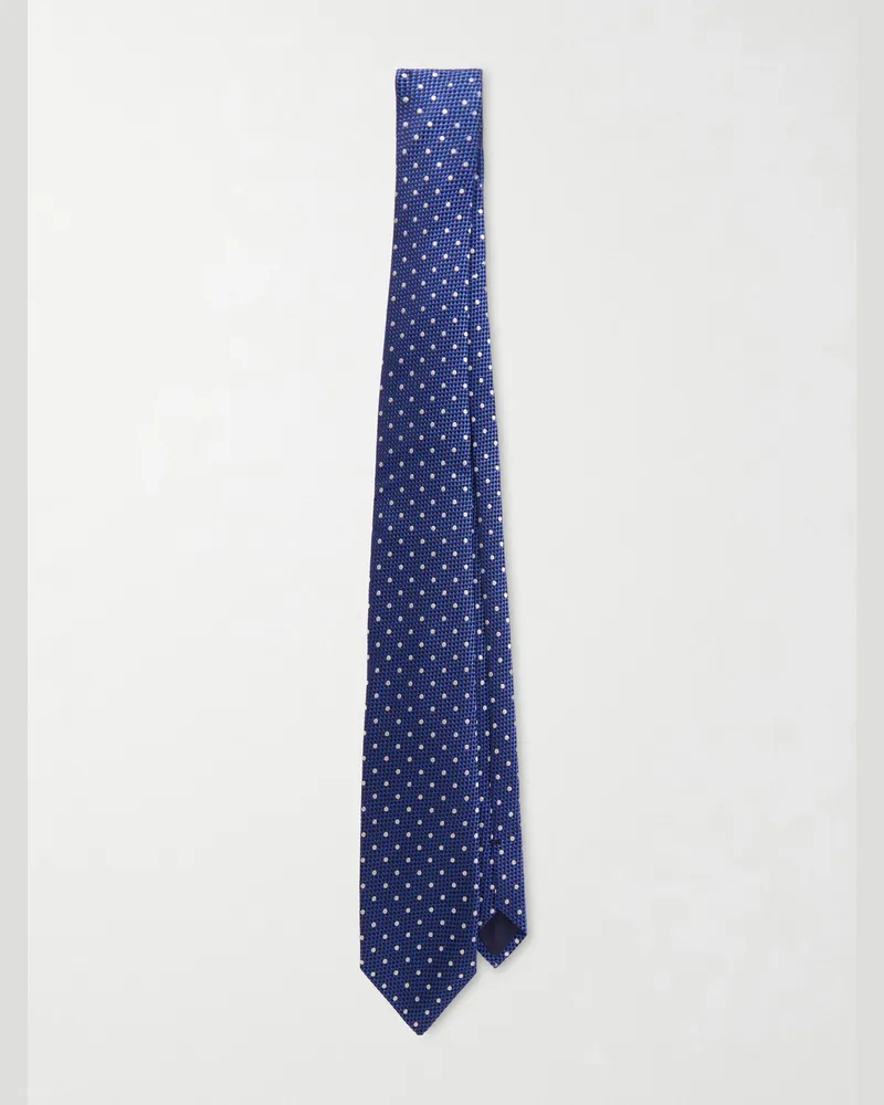 Tom Ford 8cm Embroidered Polka-Dot Silk-Jacquard Tie Blue