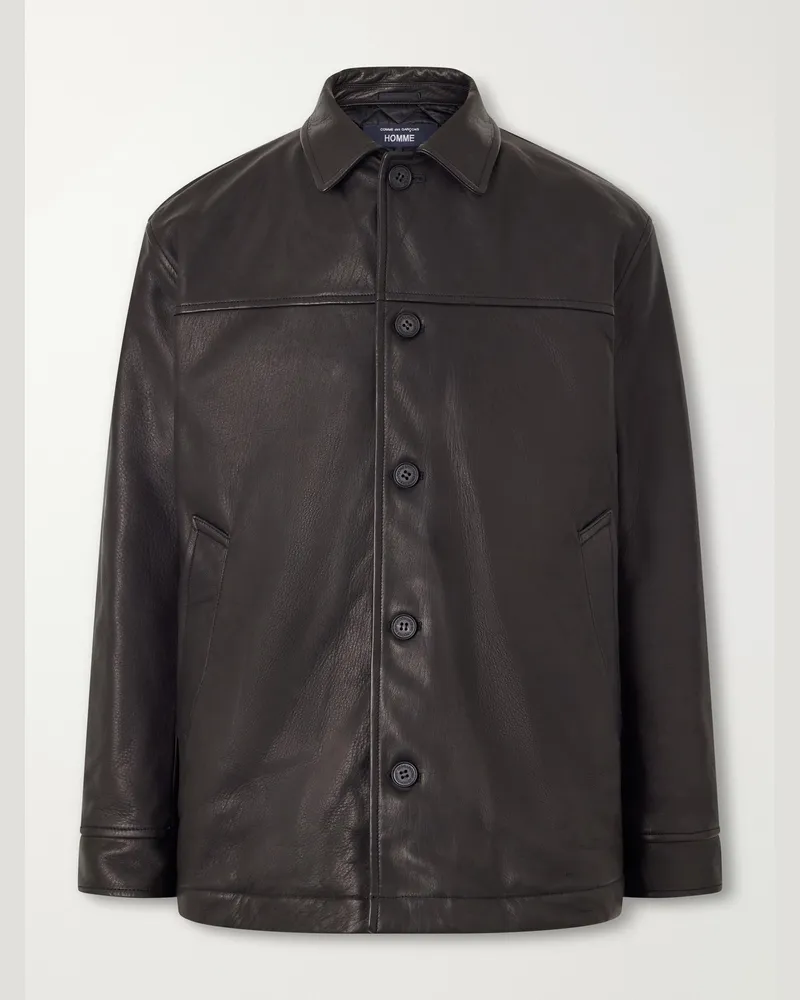 Comme des Garçons Padded Oiled-Leather Jacket Black