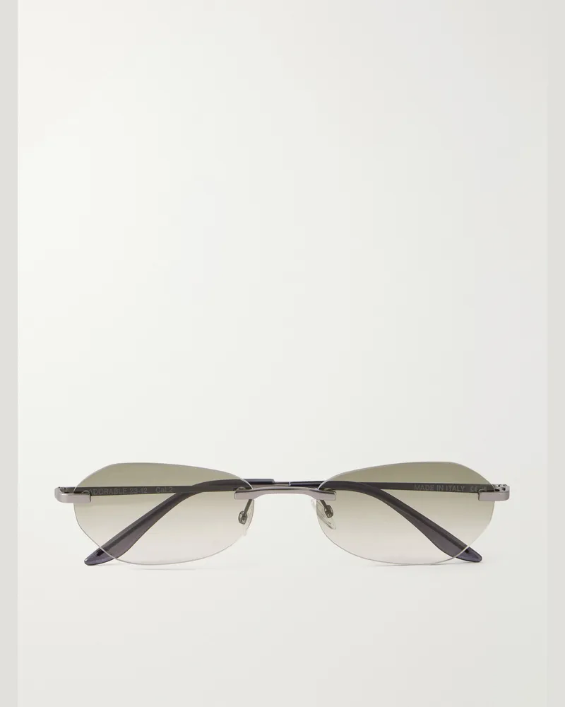 Our Legacy Adorable Round-Frame Metal Sunglasses Gray