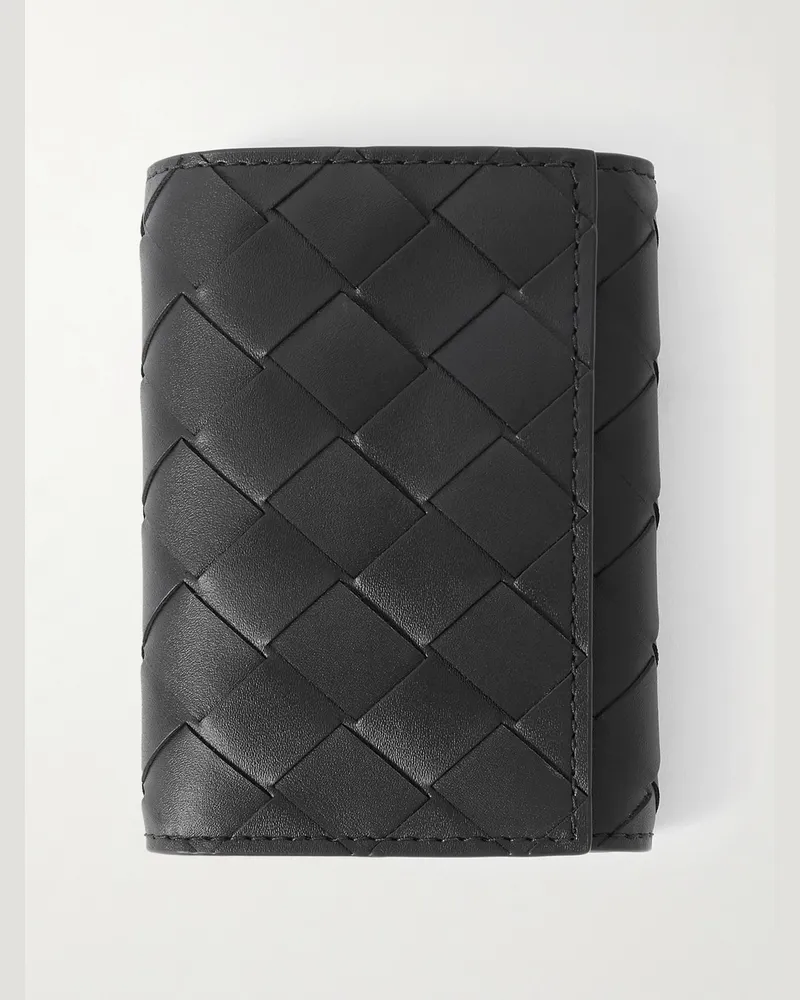 Bottega Veneta Intrecciato Leather and Silver-Tone Key Holder Case Black