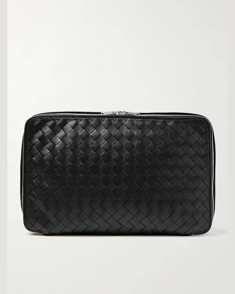 Bottega Veneta Hemdtasche aus Intrecciato-Leder Schwarz