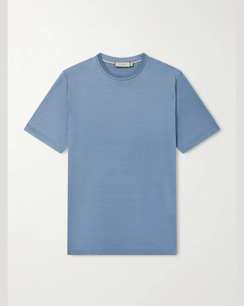 Canali T-Shirt aus Baumwoll-Jersey Blau