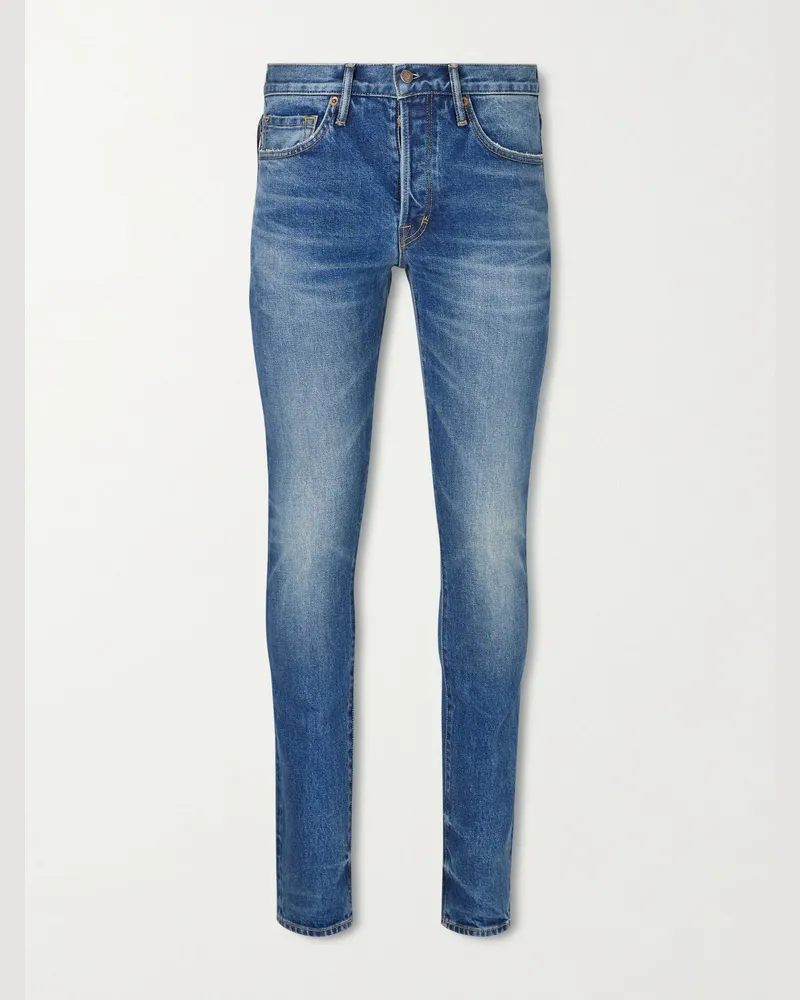 Tom Ford Slim-Fit Straight-Leg Selvedge Stretch Jeans Blue