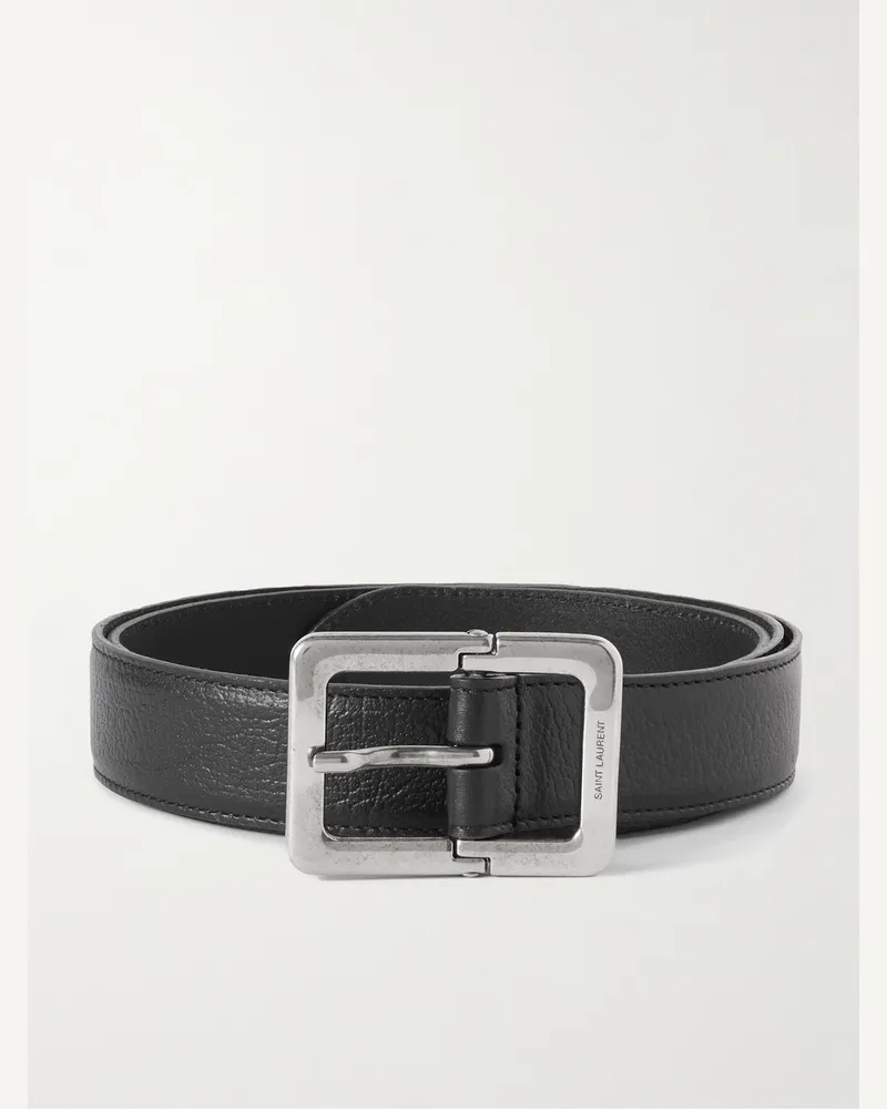 Saint Laurent Gürtel aus vollnarbigem Leder, 3 cm Schwarz