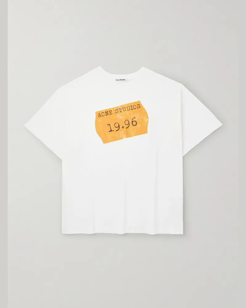 Acne Studios Oversized-T-Shirt aus Jersey aus einer Baumwoll-Hanfmischung mit Logoprint Weiß
