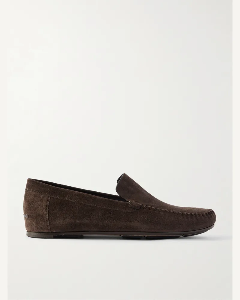 Manolo Blahnik Mokassins aus Veloursleder Braun