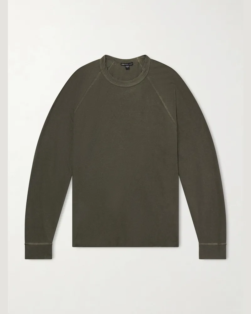 James Perse Garment-Dyed Cotton-Jersey T-Shirt Green
