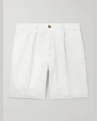 Brunello Cucinelli Gerade geschnittene Shorts aus Baumwoll-Twill Weiß