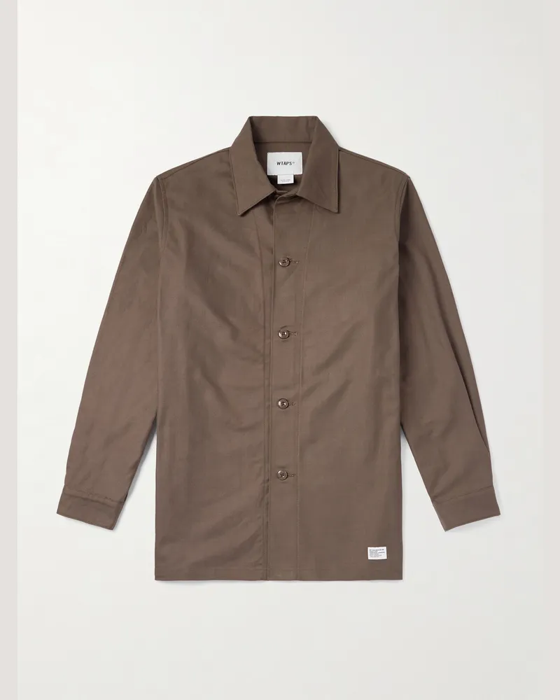 WTAPS CBW Hemd aus Baumwoll-Twill mit Logoapplikation Braun