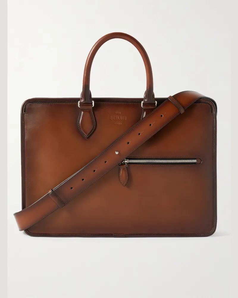 Berluti Scritto Venezia Leather Briefcase Brown