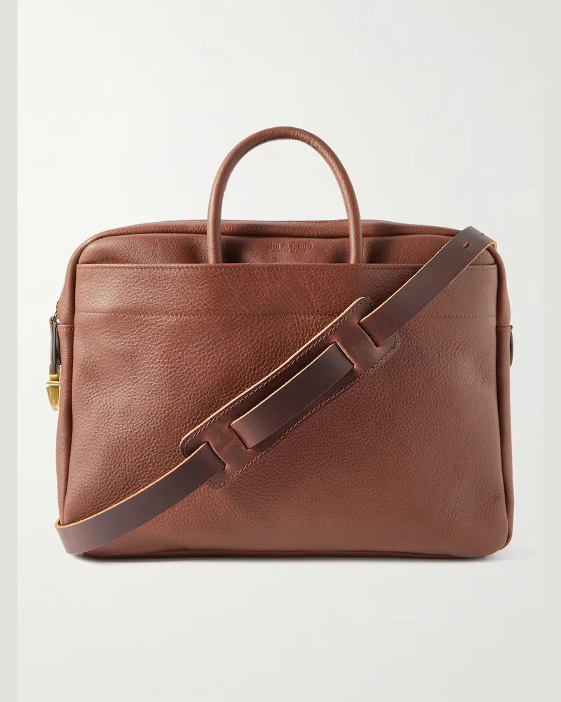 Bleu de Chauffe Full-Grain Leather Briefcase Brown