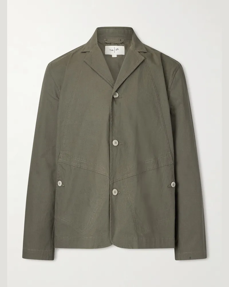 Folk Anniversary Cotton-Ripstop Blazer Green