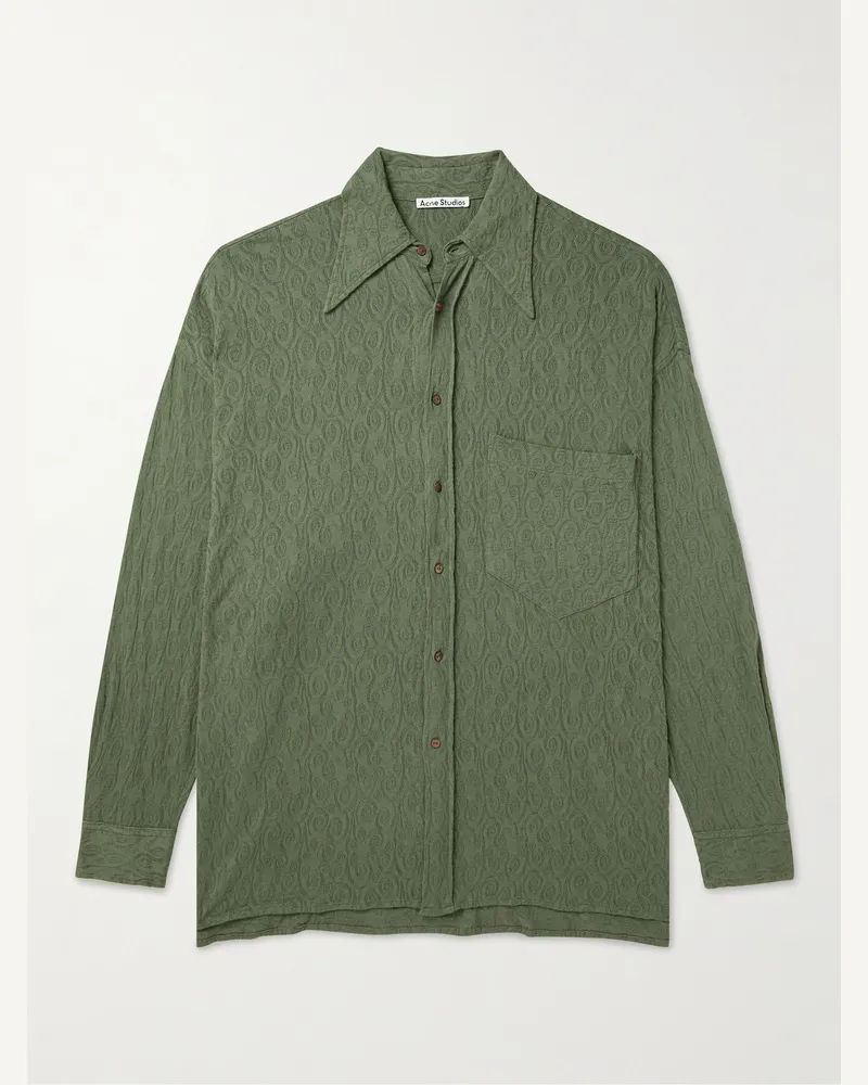 Acne Studios Oversized-Hemd aus Spitze aus einer Baumwoll-Modalmischung Grün