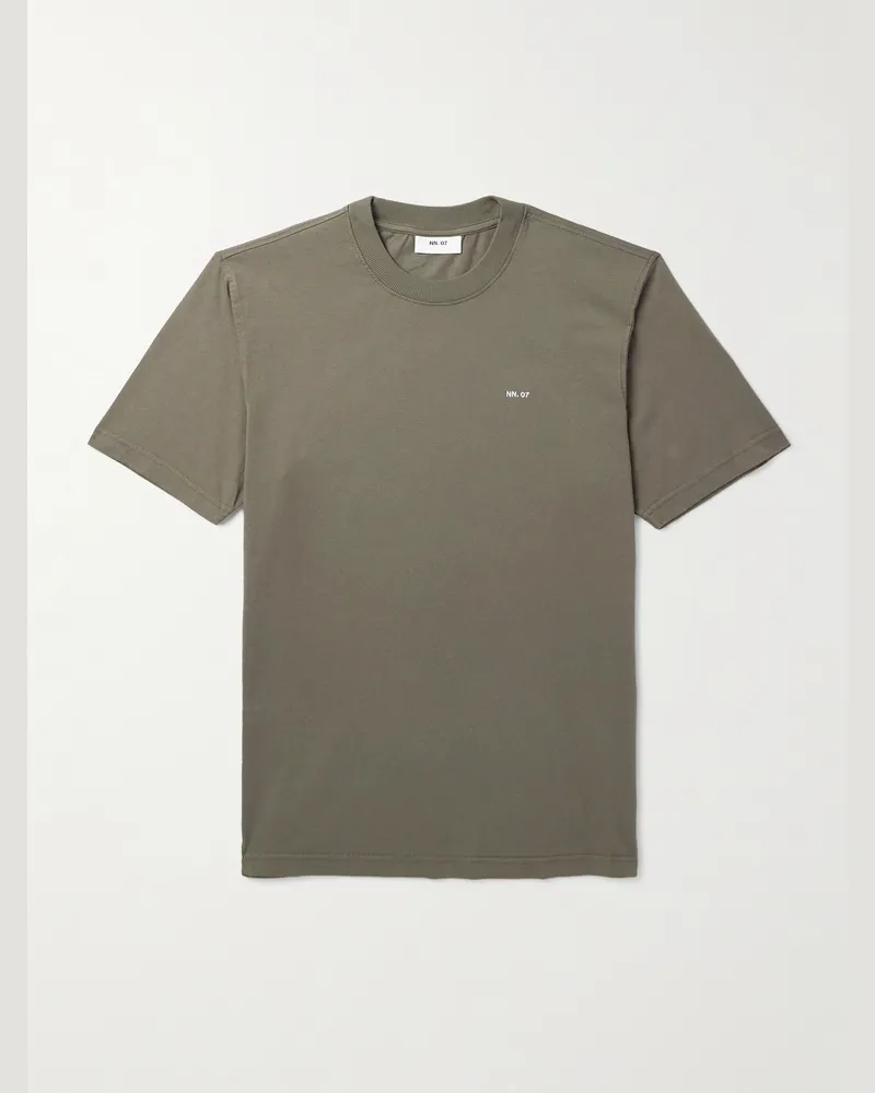 NN 07 Adam 3209 T-Shirt aus Pima-Baumwoll-Jersey mit Logostickerei Grün