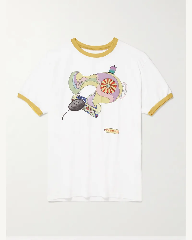 KAPITAL T-Shirt aus Baumwoll-Jersey mit Print Weiß