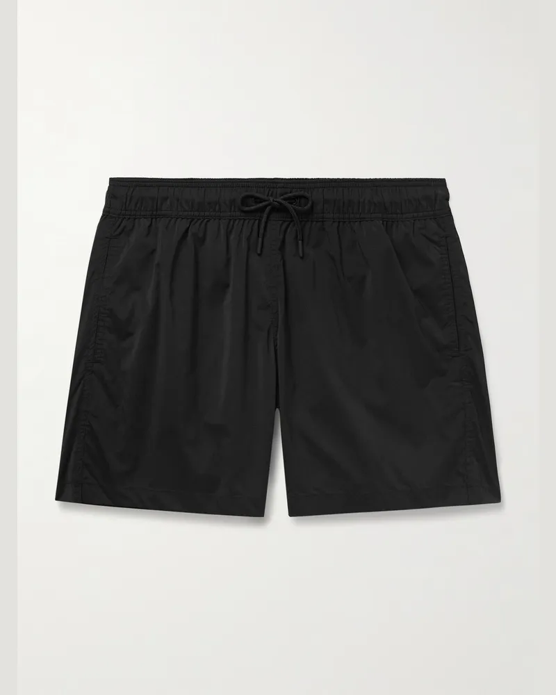 Frescobol Carioca Salvador gerade geschnittene mittellange Badeshorts aus recyceltem Material Schwarz