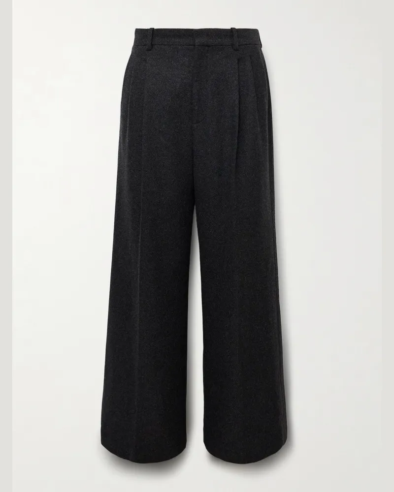 The Row Oberyn weit geschnittene Hose aus Melton aus einer Schurwoll-Kaschmirmischung mit Falten Grau