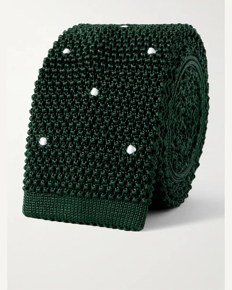 Sid Mashburn Krawatte aus Seidenstrick mit Punkten, 5,5 cm Grün