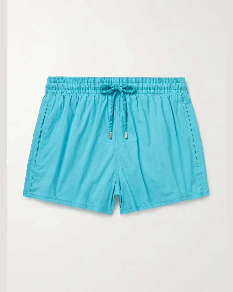 Vilebrequin Manta gerade geschnittene kurze Badeshorts aus recyceltem Material Blau