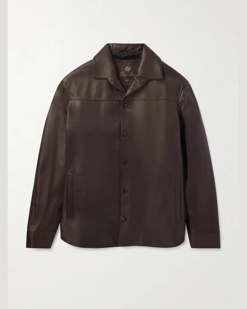 Loro Piana Bruno Hemdjacke aus Leder Braun