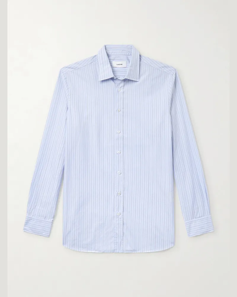 LARDINI Gestreiftes Hemd aus Baumwolle Blau