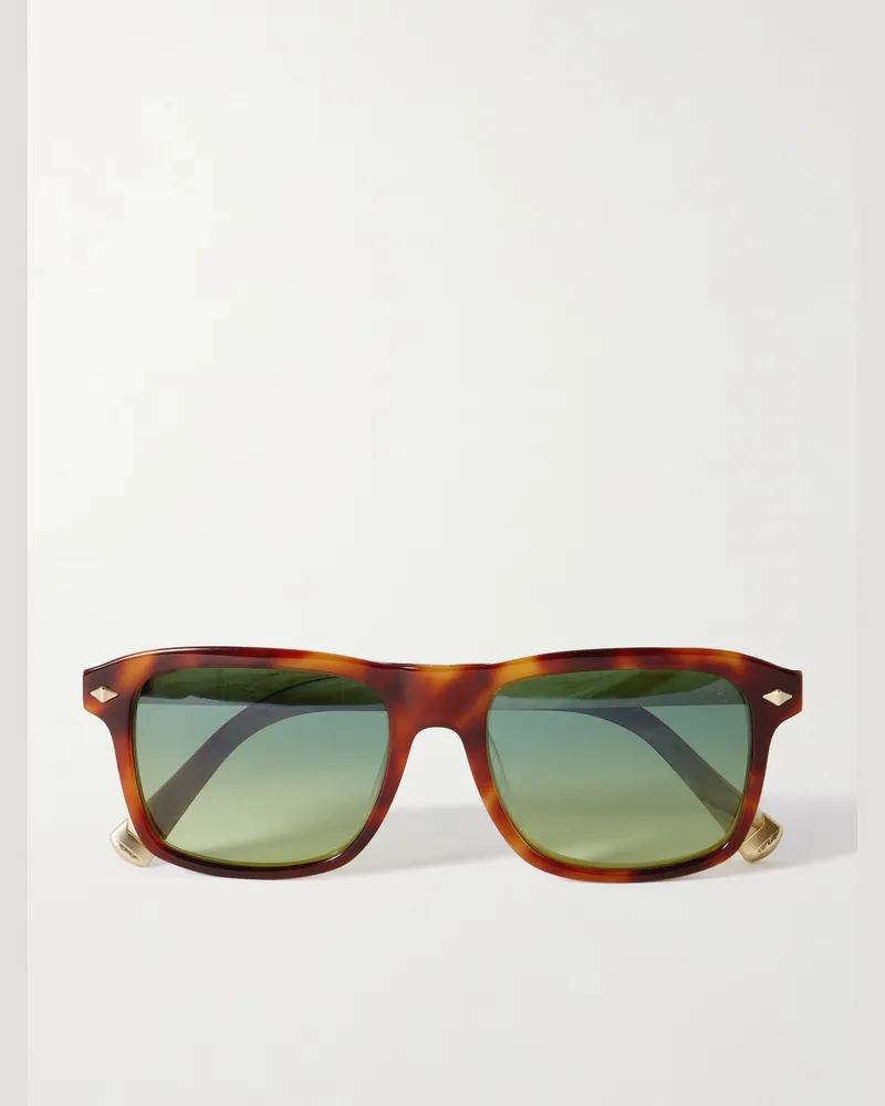 Brunello Cucinelli Sonnenbrille mit eckigem Rahmen aus Azetat in Schildpattoptik Horn