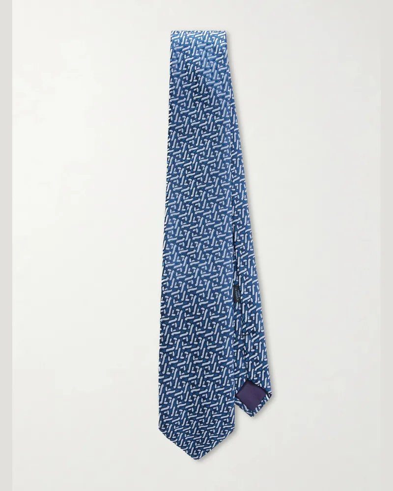 Charvet 8.5cm Silk-Jacquard Tie Blue