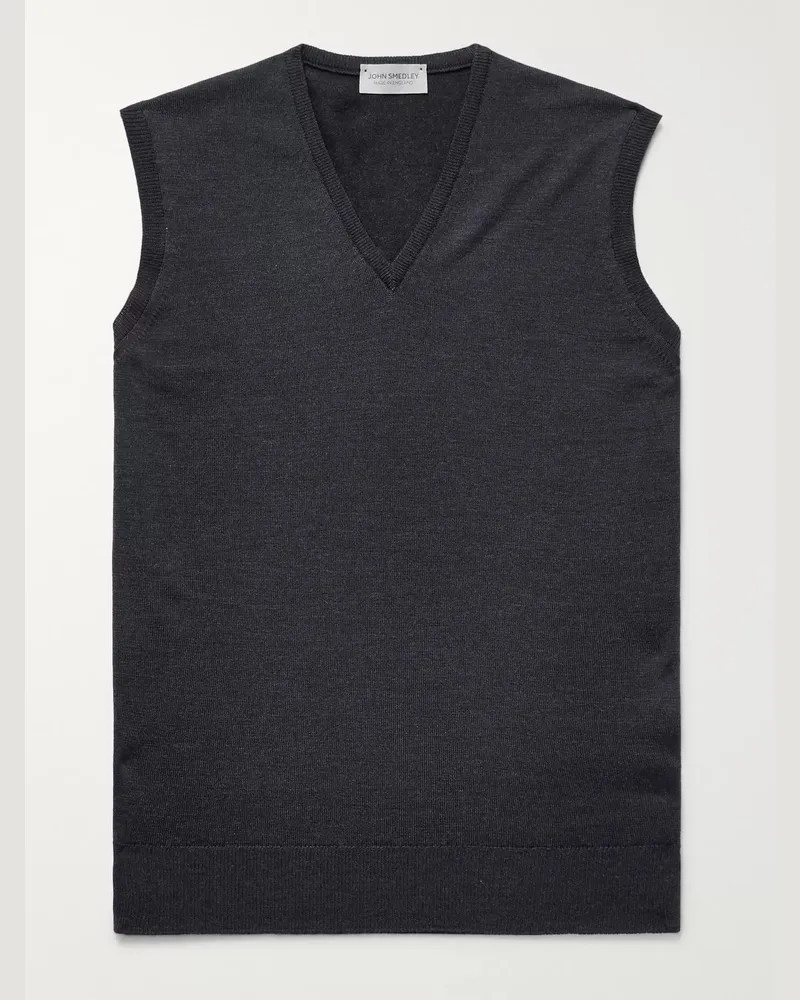 John Smedley Hadfield Slim-Fit Merino Wool Sweater Vest Gray