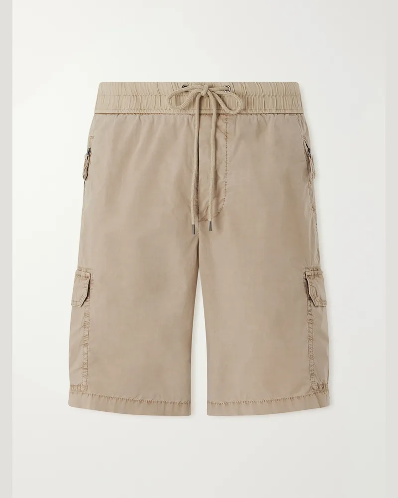 James Perse Straight-Leg Stretch Cotton-Poplin Shorts Neutrals