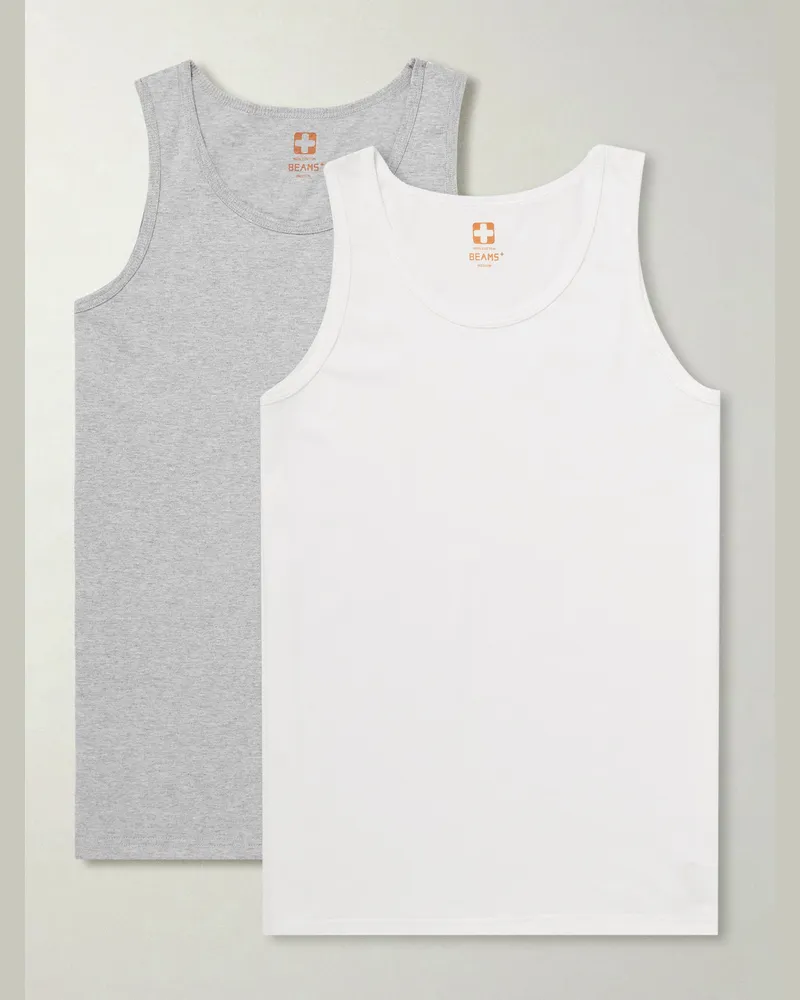Beams Plus Two-Pack Slim-Fit Cotton-Jersey Tank Tops Gray