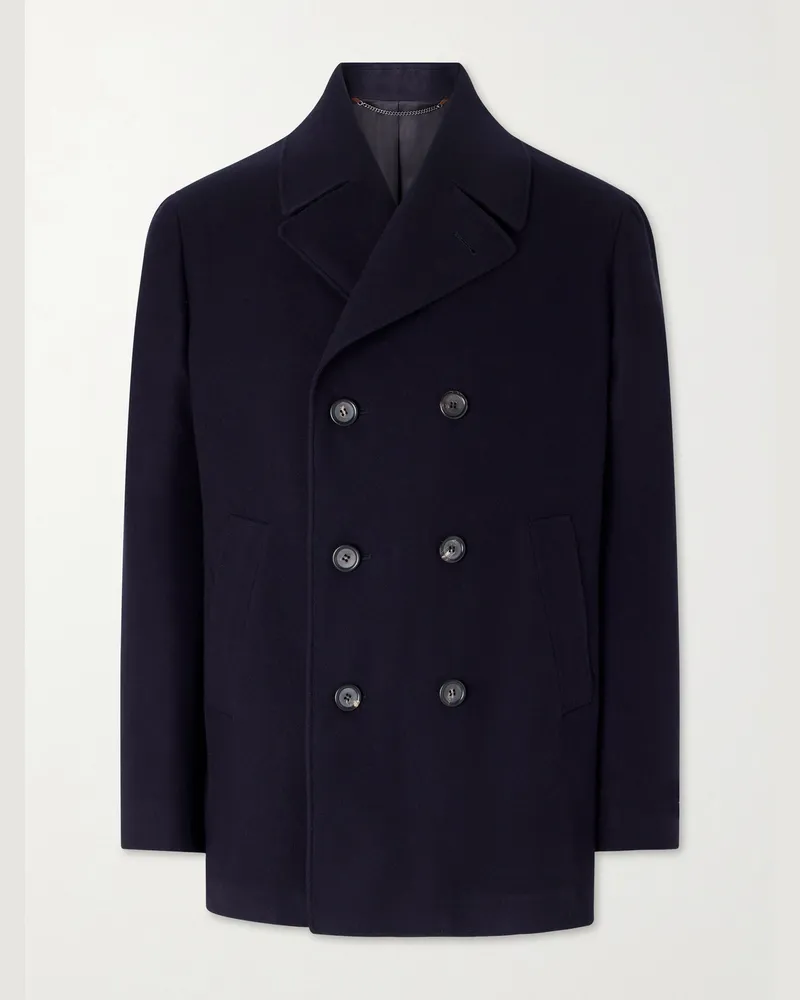Canali Double-Breasted Wool Jacket Blue
