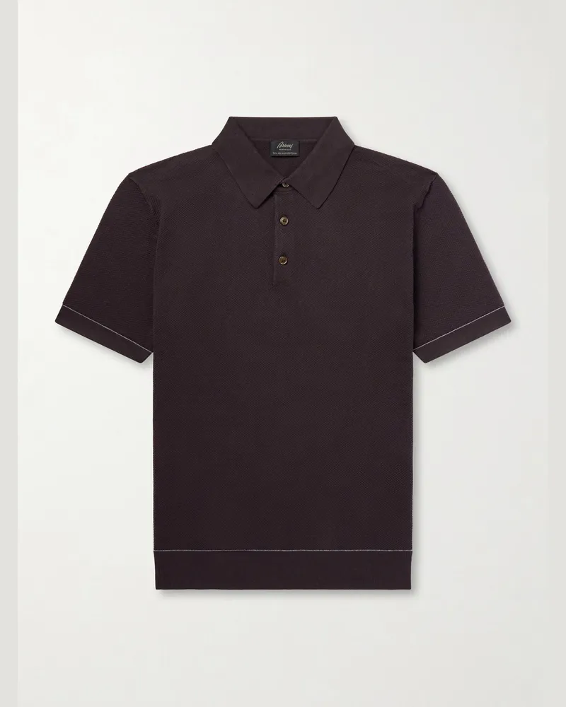 Brioni Cotton-Piqué Polo Shirt Brown