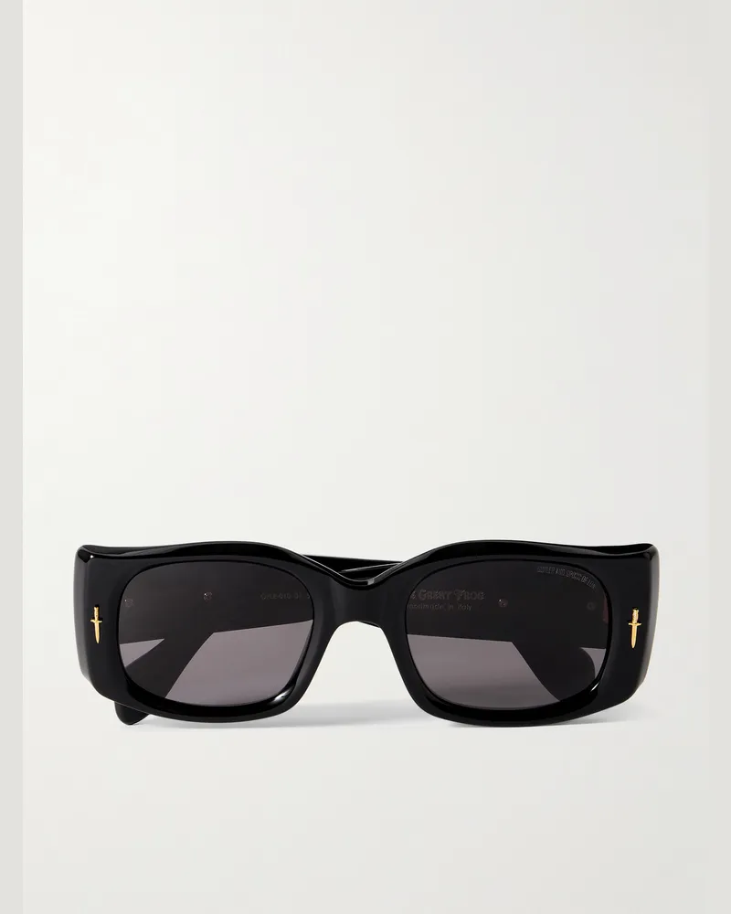Cutler and Gross The Great Frog 010-10 Sonnenbrille mit rechteckigem Rahmen aus Azetat Schwarz