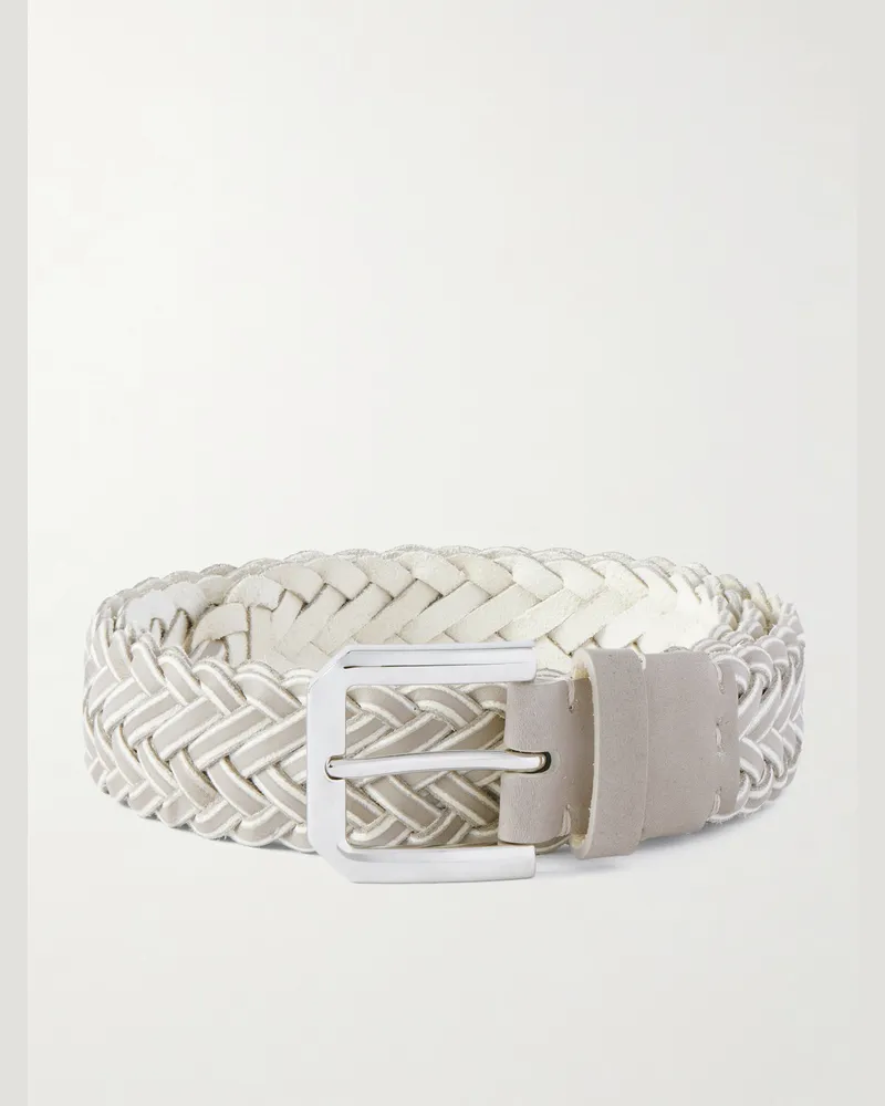 Brunello Cucinelli Geflochtener Gürtel aus Leder, 3 cm Neutral