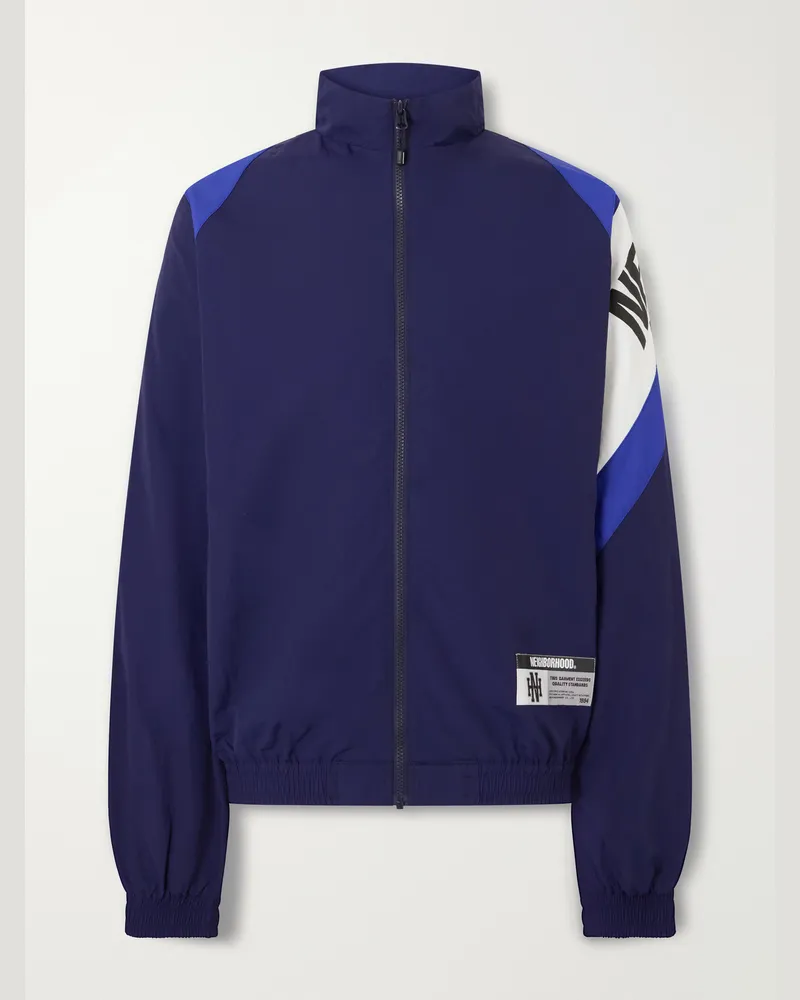 Neighborhood Logo-Print Colour-Block Taffeta Track Jacket Blue