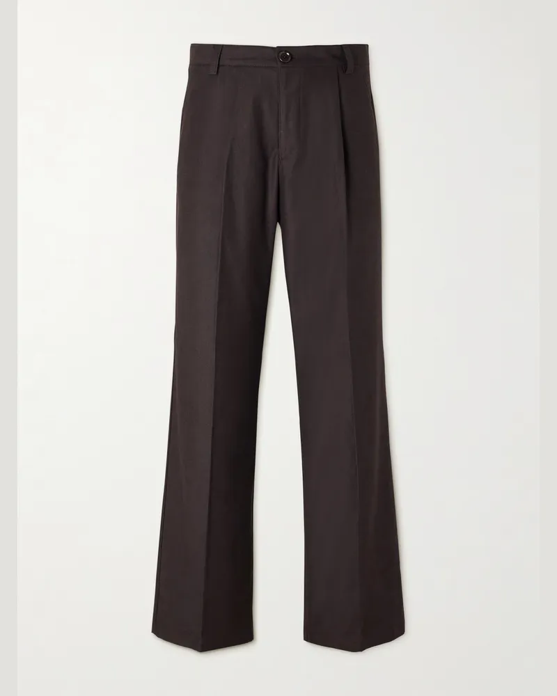 Oliver Spencer Orsman Wide-Leg Stretch-Linen and Cotton-Blend Trousers Brown