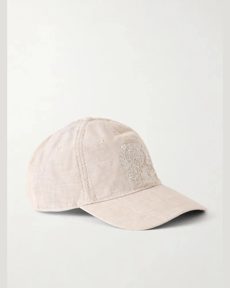 Ralph Lauren Wimbledon Logo-Embroidered Linen Baseball Cap Neutrals