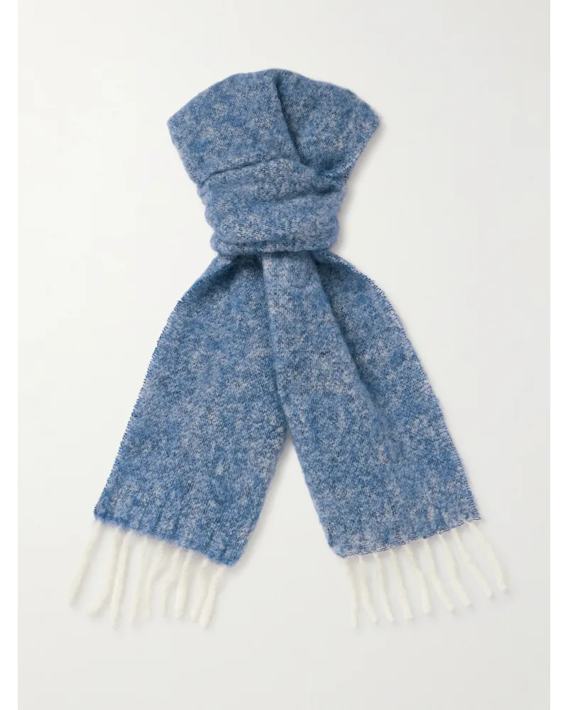 NN 07 9006 Schal aus einer Wollmischung mit Fransen Blau