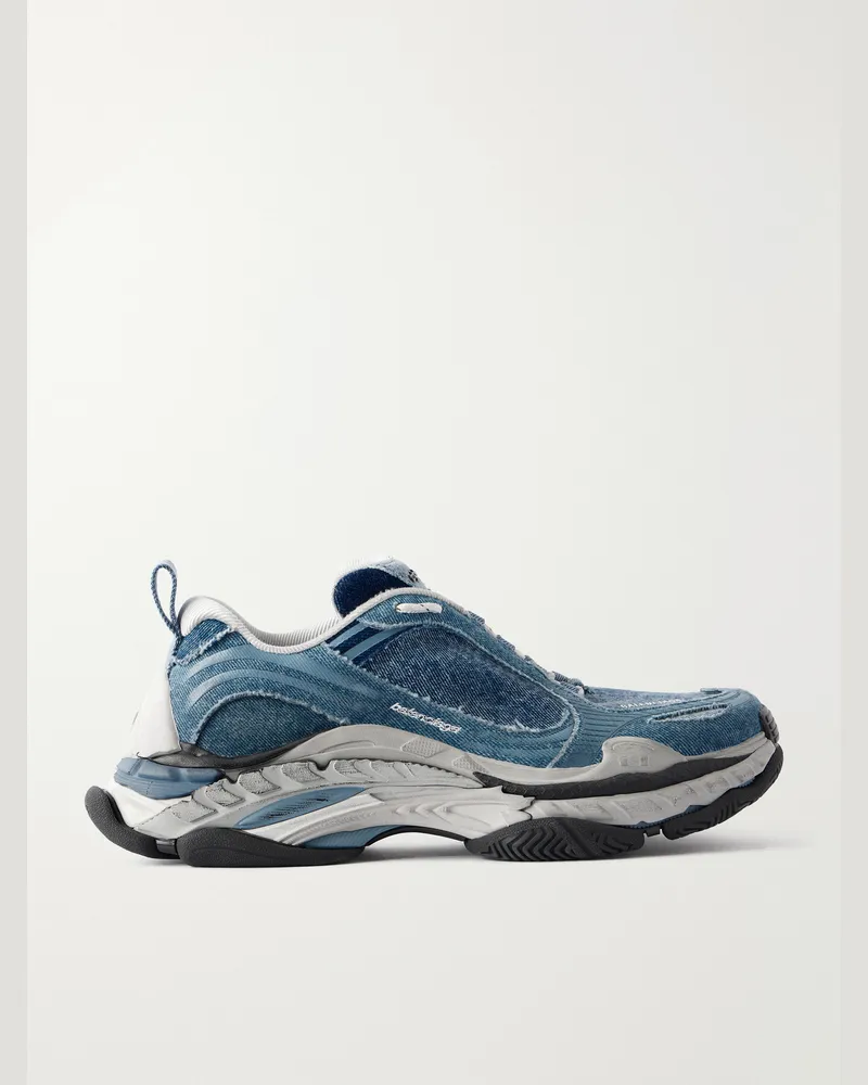 Balenciaga Triple S.2 Rubber-Trimmed Denim Sneakers Blue