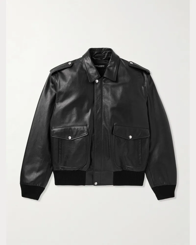 Dolce & Gabbana Lederjacke Schwarz