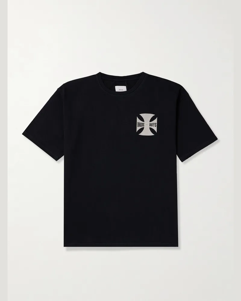 RHUDE T-Shirt aus Baumwoll-Jersey mit Logoprint Schwarz