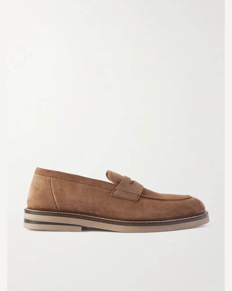Brunello Cucinelli Pennyloafers aus Veloursleder Braun