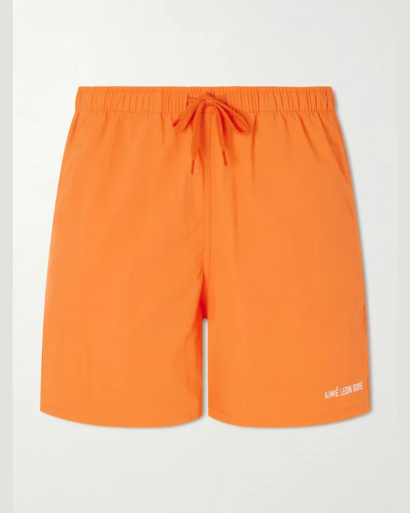 Aimé Leon Dore Straight-Leg Logo-Embroidered Shell Drawstring Shorts Orange