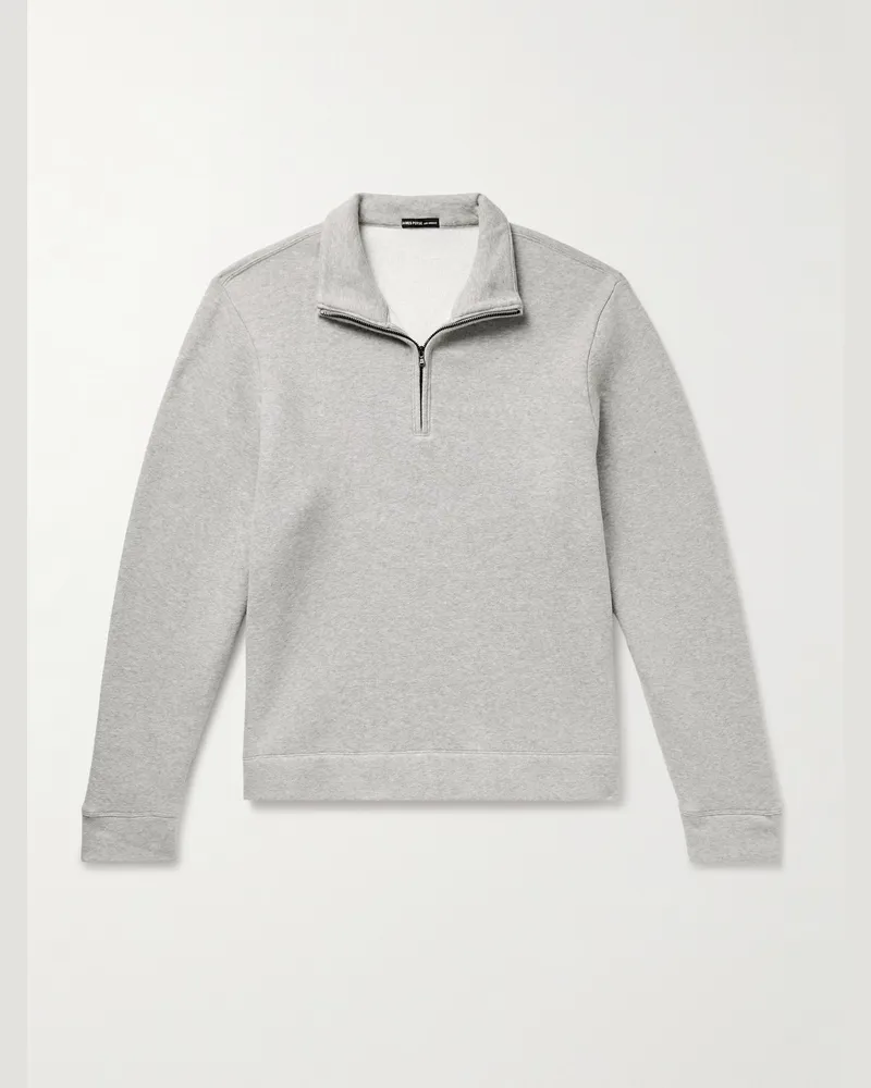 James Perse Cozy Cotton-Blend Jersey Half-Zip Sweatshirt Gray